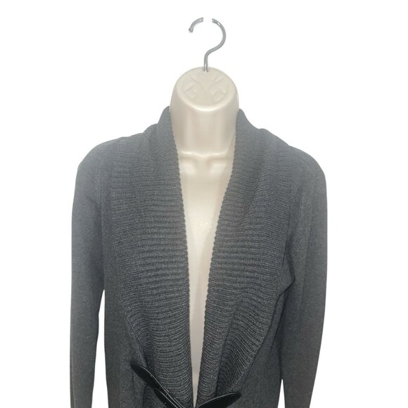PREMISE STUDIO Women's Size Small Heather Gray Open Cardigan with Built In Belt - Picture 4 of 15